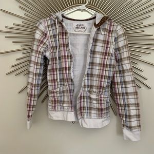 Plaid zip up sweatshirt